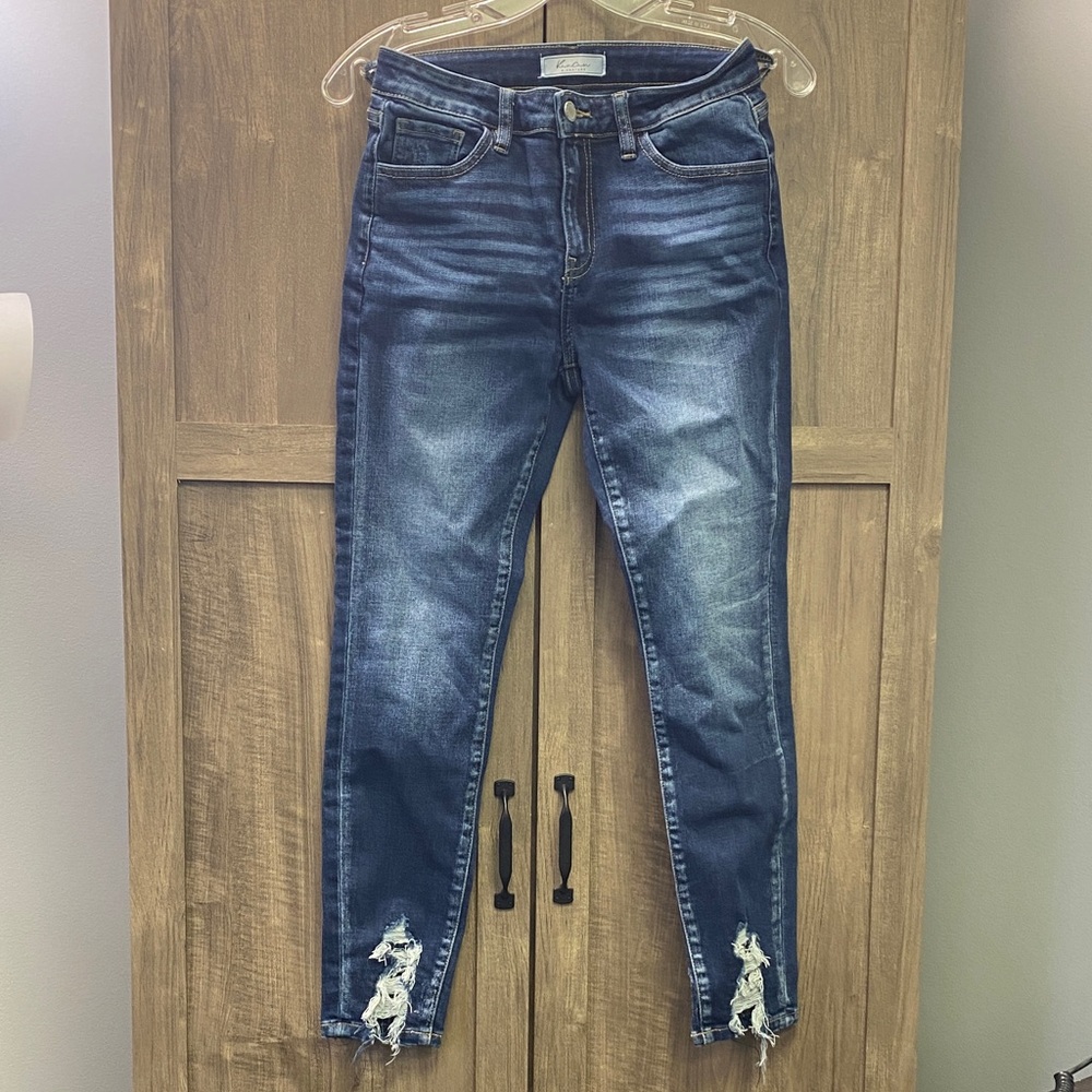 Kancan Signature Distressed Blue Jeans Mid-rise Ankle Skinny Women’s Size 26 - Picture 1 of 14